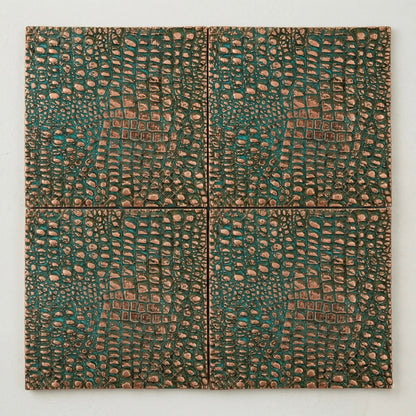 Croc Skin Metal Wall Tile Set | Textured Copper & Brass Decorative Wall Panels
