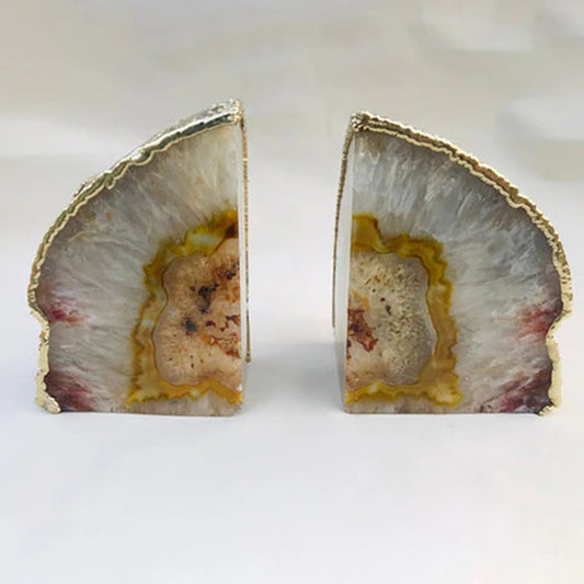 Natural Clear Plated Agate Bookends