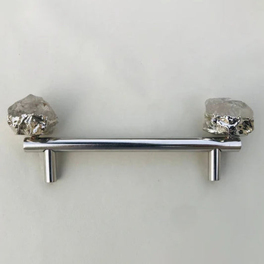 Set of 4 - Cabinet/Door/Drawer/Kitchen Handle and Pull - Clear Quartz/Agate  stainless steel handles