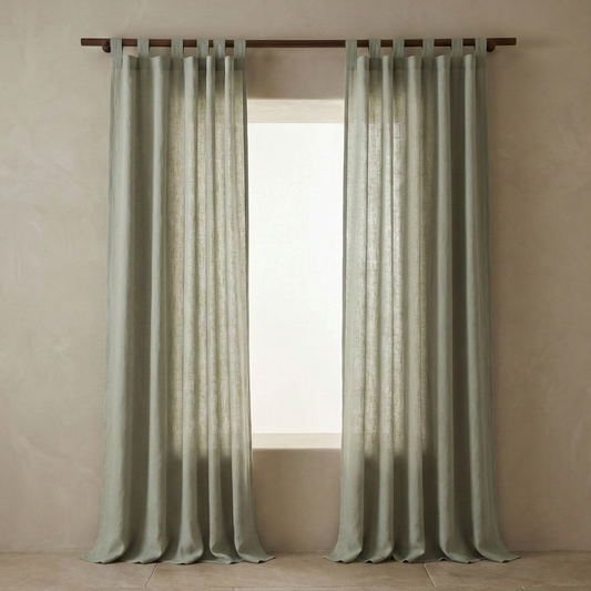 Viscose Linen Tab Top Curtain Panel – Light Filtering Semi Sheer Soft Viscose Linen Curtains (Single Panel)