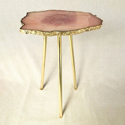 Small Rose Quartz Agate/Single Piece/Crystal/Gemstone/Quartz Organic Edge Side/Drink/Table