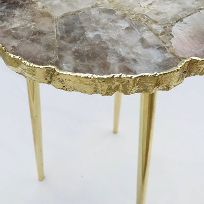 Smoky Grey Agate Organic Edge Side/Coffee Table