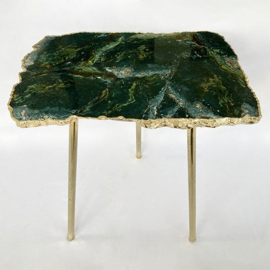 Green Agate/Crystal/Gemstone/Quartz Organic Edge Side/Drink/Coffee Table