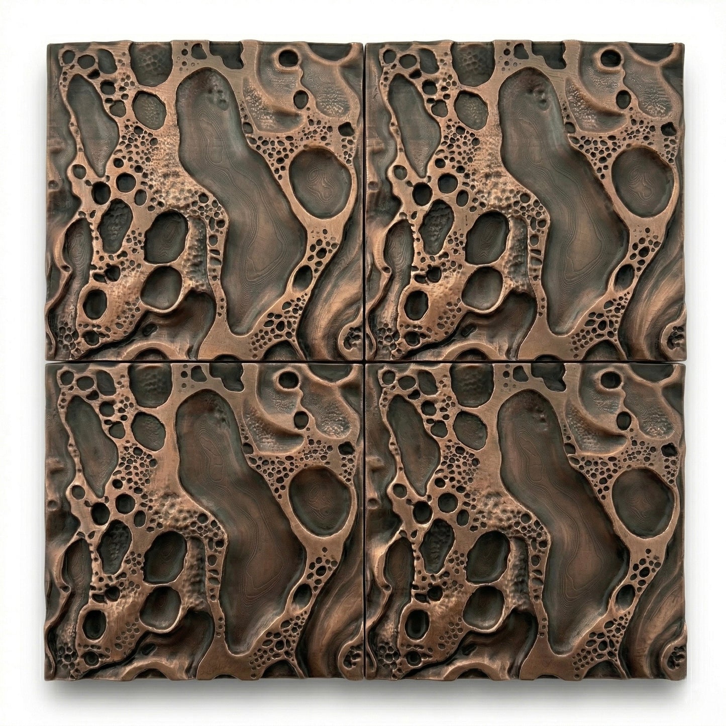 Cosmic Craters Metal Wall Tile Set | Handcrafted 3D Decorative Wall Panels