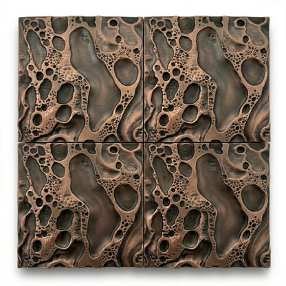 Cosmic Craters Metal Wall Tile Set | Handcrafted 3D Decorative Wall Panels