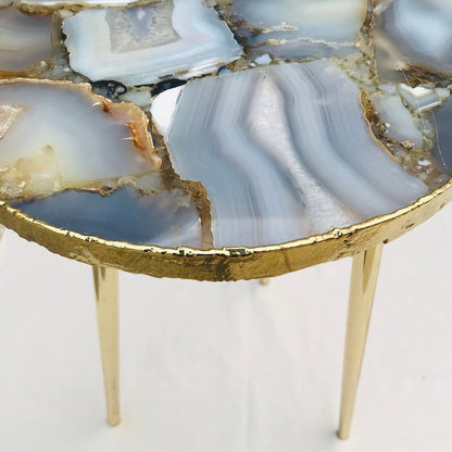 Banded Agate Round Edge Side/Coffee Table