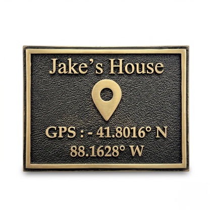 Personalized GPS Coordinates Plaque | Custom antique brass location sign, India