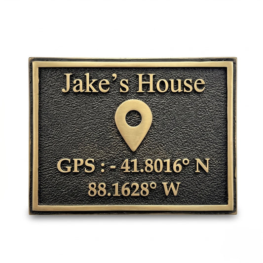 Personalized GPS Coordinates Plaque | Custom antique brass location sign, India