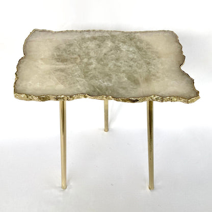 White Agate/Crystal/Gemstone/Quartz Organic Edge Side/Drink/Coffee Table