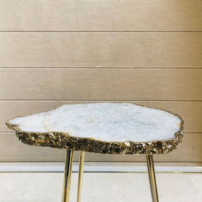 Large White Grey Agate/Single Piece/Crystal/Gemstone/Quartz Organic Edge Side/Coffee Table