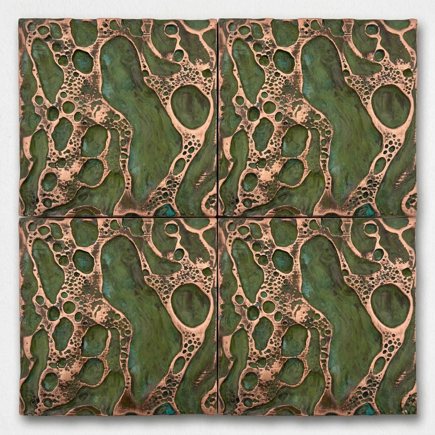Cosmic Craters Metal Wall Tile Set | Handcrafted 3D Decorative Wall Panels