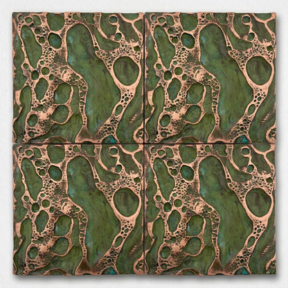 Cosmic Craters Metal Wall Tile Set | Handcrafted 3D Decorative Wall Panels