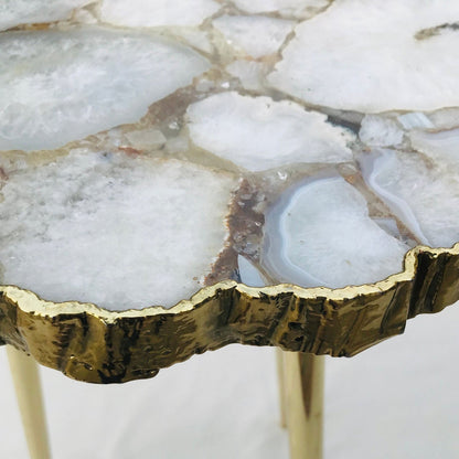White Crystal Agate Organic Edge Side/Coffee Table