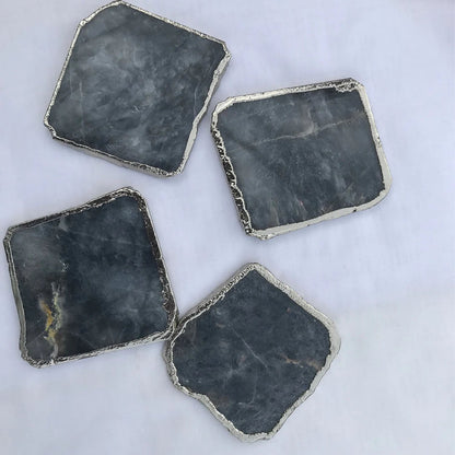 Grey Agate Quartz - Set of 4 Large Coasters/Personalised Momentos