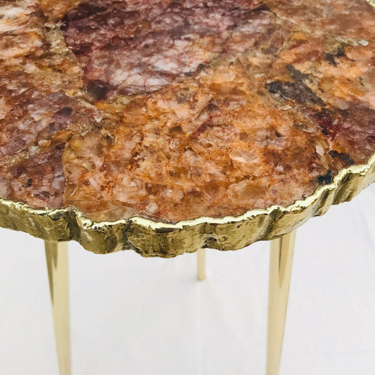 Golden Quartz Agate Organic Edge Side/Coffee Table