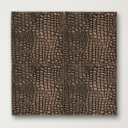 Croc Skin Metal Wall Tile Set | Textured Copper & Brass Decorative Wall Panels