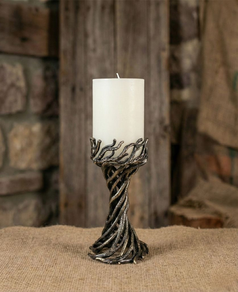 Bark sculptural pillar candle holder | modern artistic candle holder for home decor