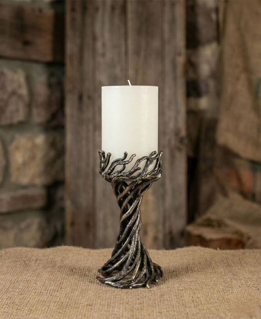 Bark sculptural pillar candle holder | modern artistic candle holder for home decor