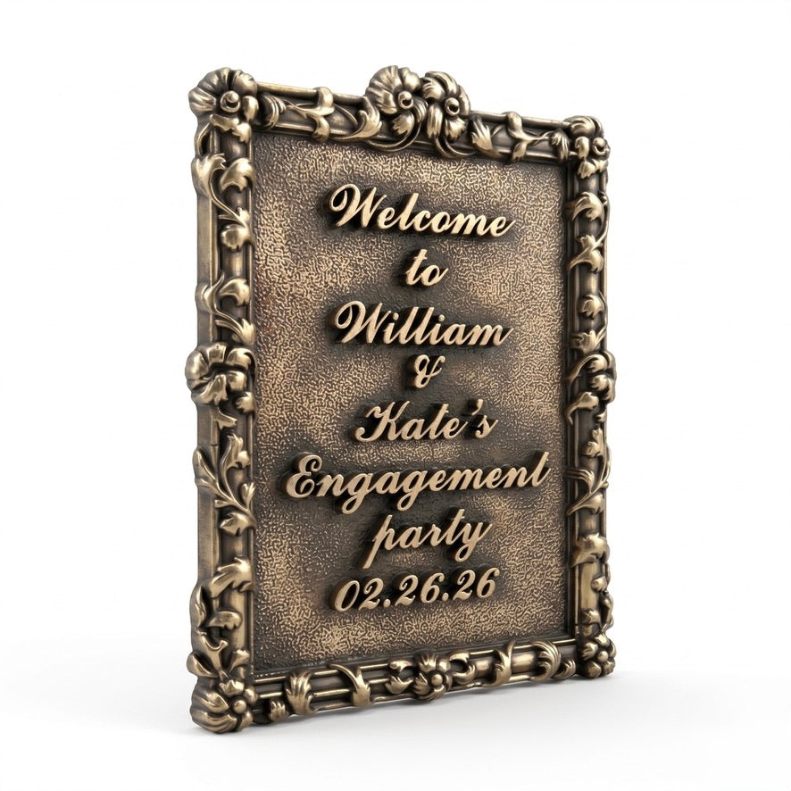 Personalized Engagement Plaque | Custom antique brass couple's keepsake, India