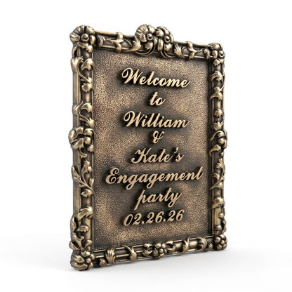 Personalized Engagement Plaque | Custom antique brass couple's keepsake, India