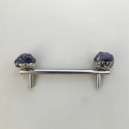 Set of 4 - Cabinet/Door/Drawer/Kitchen Handle and Pull - Amethyst/Agate/Quartz  stainless steel handles