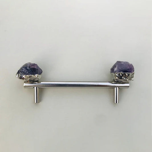 Set of 4 - Cabinet/Door/Drawer/Kitchen Handle and Pull - Amethyst/Agate/Quartz  stainless steel handles
