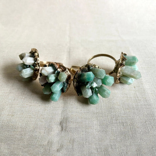 Set of 4 Chunky Green Agate Napkin Rings
