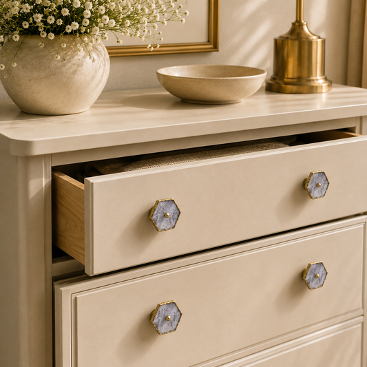 Clear Crystal Hexagon Cabinet Knobs - Set of 6