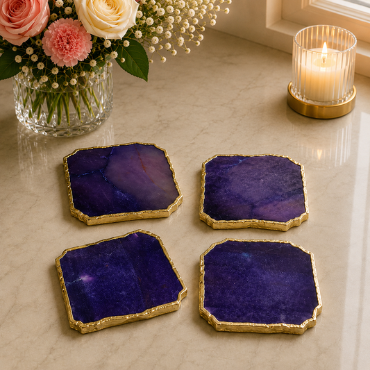 Indigo Agate Coasters – Set of 4