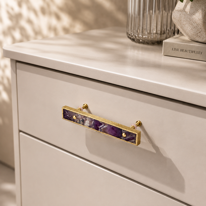 Amethyst Agate Cabinet Handle - Set of 4