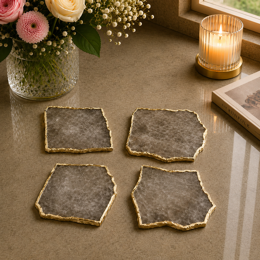 Smoky Grey Agate Coasters – Set of 4