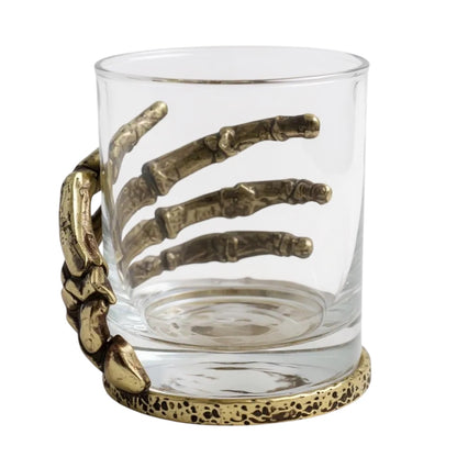 Set of 2 & Set of 4 – Skeleton Hand Whisky Glasses | Statement Barware & Halloween Drinkware | Gold, Silver or Antique Finish