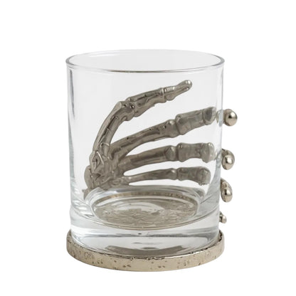 Set of 2 & Set of 4 – Skeleton Hand Whisky Glasses | Statement Barware & Halloween Drinkware | Gold, Silver or Antique Finish