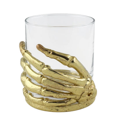Set of 2 & Set of 4 – Skeleton Hand Whisky Glasses | Statement Barware & Halloween Drinkware | Gold, Silver or Antique Finish