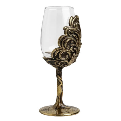 Intricate Leaf & Ambi Design Wine Glasses | Designer Statement Drinkware  | Set of 2 / Set of 4