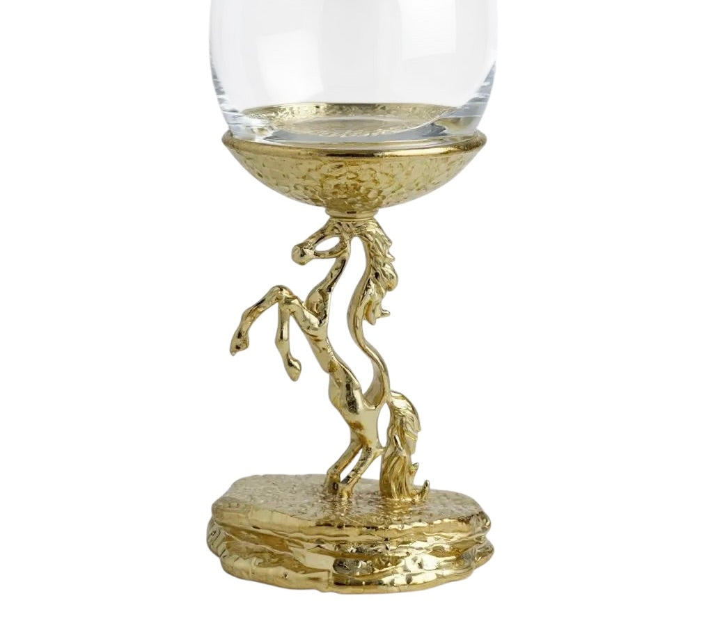Stallion wine glass set | electroformed horse base designer stemware  | Set of 2 / Set of 4