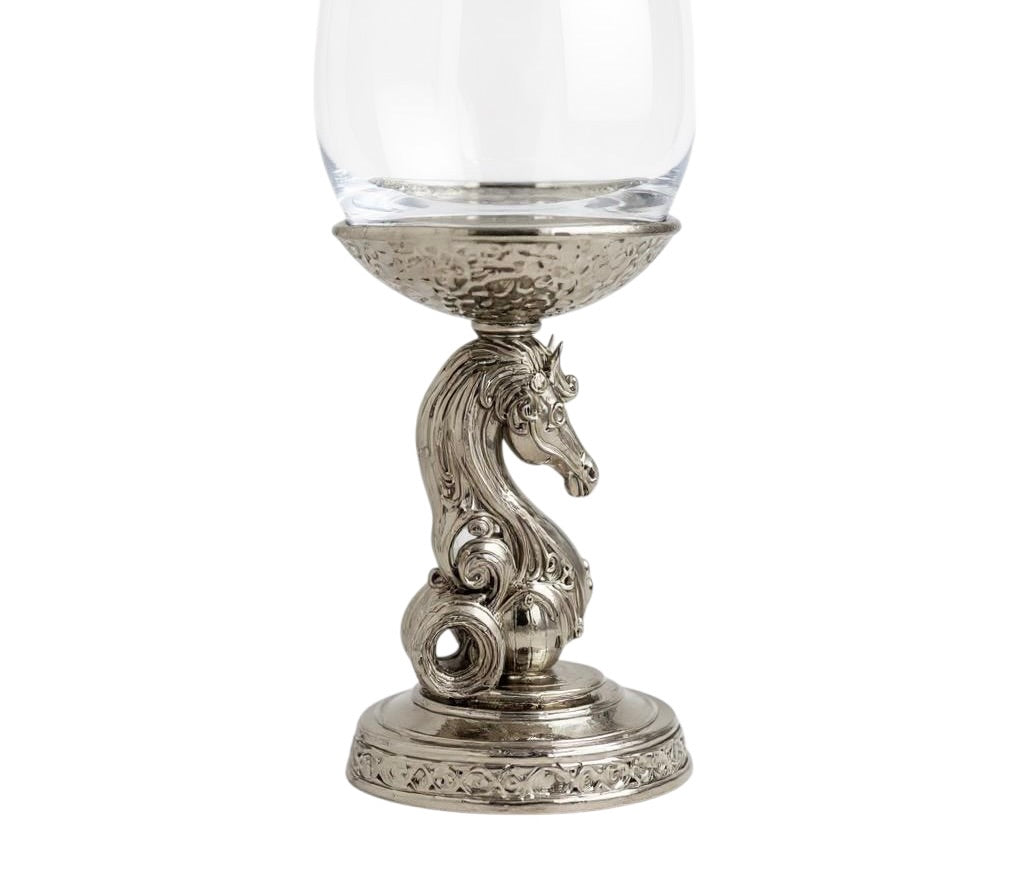 Knight wine glass set | chess inspired designer stemware  | Set of 2 / Set of 4