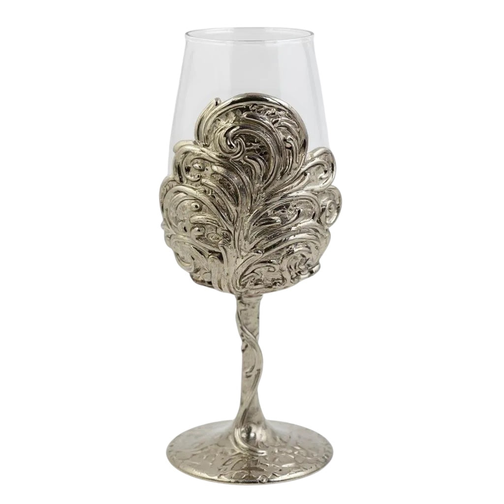 Intricate Leaf & Ambi Design Wine Glasses | Designer Statement Drinkware  | Set of 2 / Set of 4