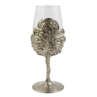 Intricate Leaf & Ambi Design Wine Glasses | Designer Statement Drinkware  | Set of 2 / Set of 4