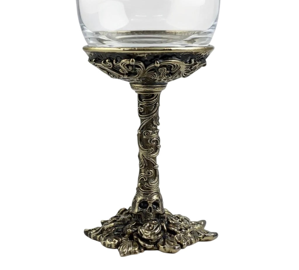 Gothic Skull & Roses Wine Glasses | Designer Statement Drinkware | Set of 2 / Set of 4