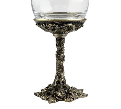 Gothic Skull & Roses Wine Glasses | Designer Statement Drinkware | Set of 2 / Set of 4