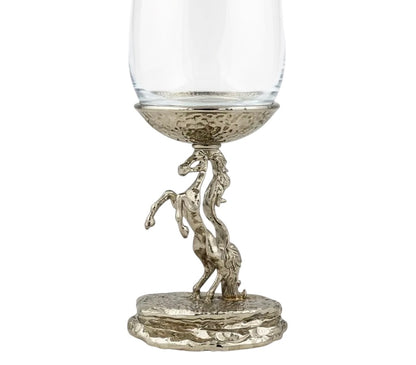 Stallion wine glass set | electroformed horse base designer stemware  | Set of 2 / Set of 4