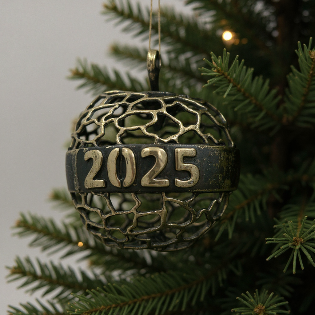 Personalised Apple christmas ornament | antique finish metallic bauble | set of 2 or 4