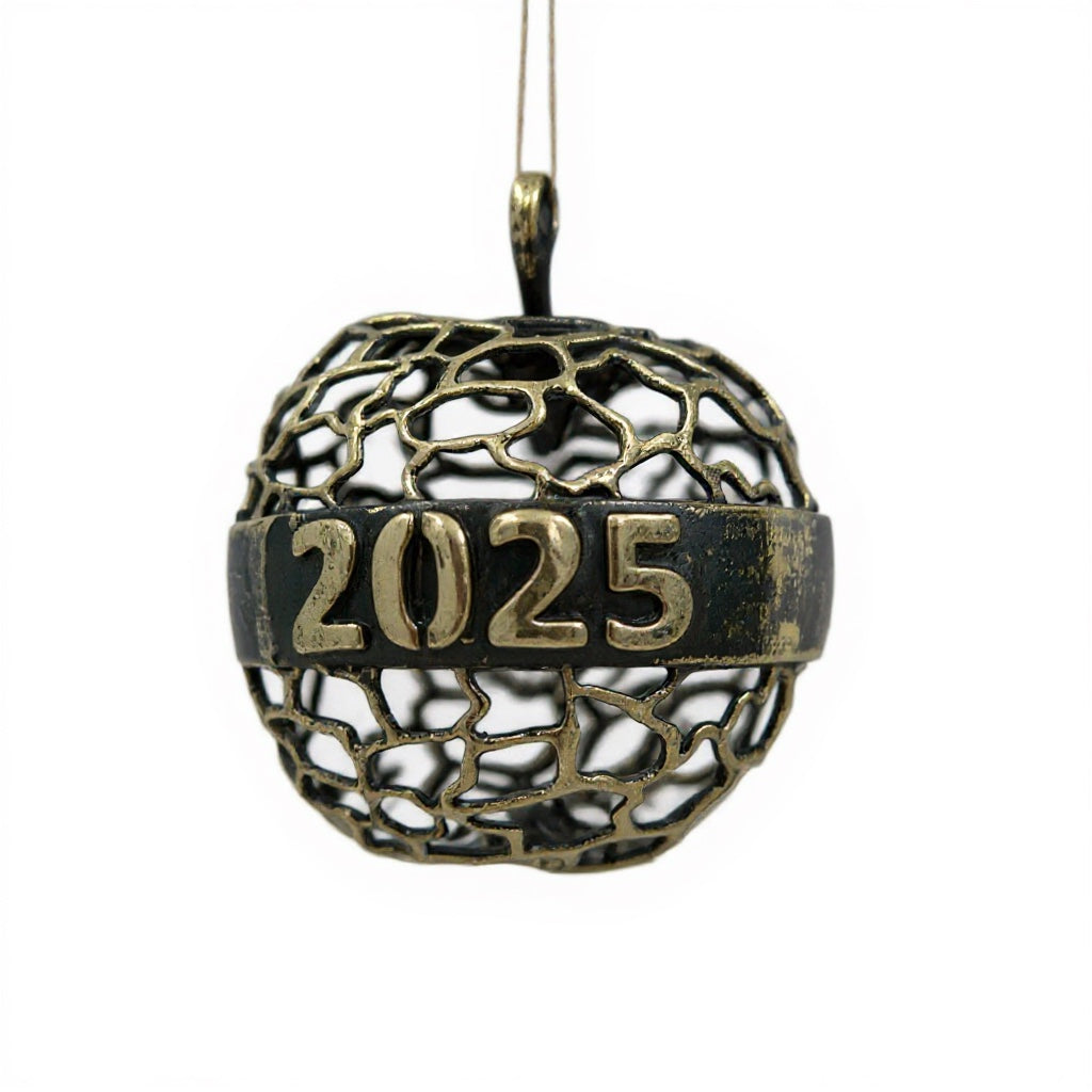Personalised Apple christmas ornament | antique finish metallic bauble | set of 2 or 4