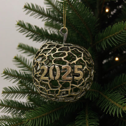 Personalised Apple christmas ornament | antique finish metallic bauble | set of 2 or 4