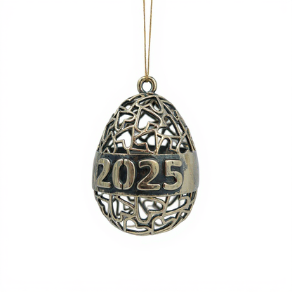Personalised Heart egg christmas bauble | Antique cut out metallic ornament | set of 2 or 4