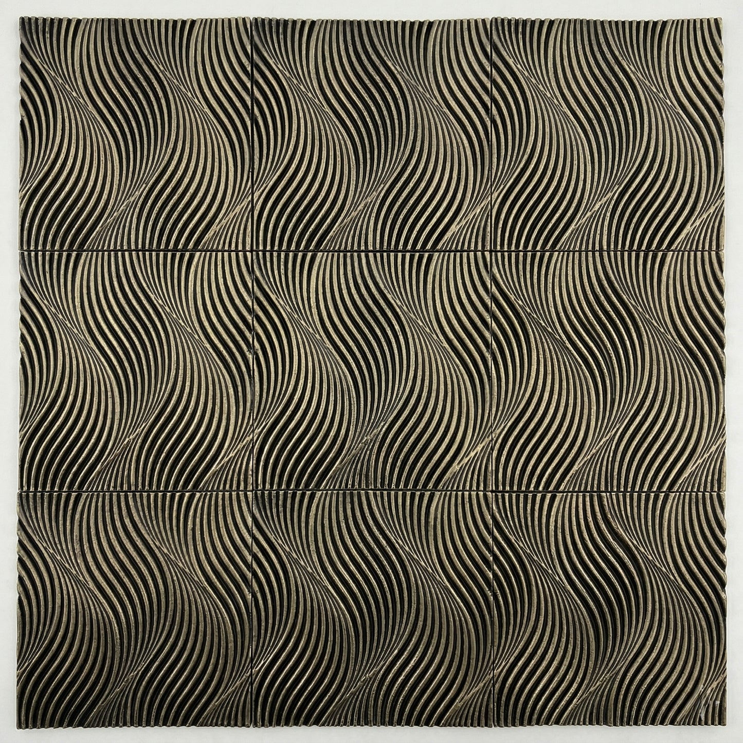 Geometric Dune Metal Wall Panels – Electroformed Copper & Brass Decorative Tile Set (Set of 4)