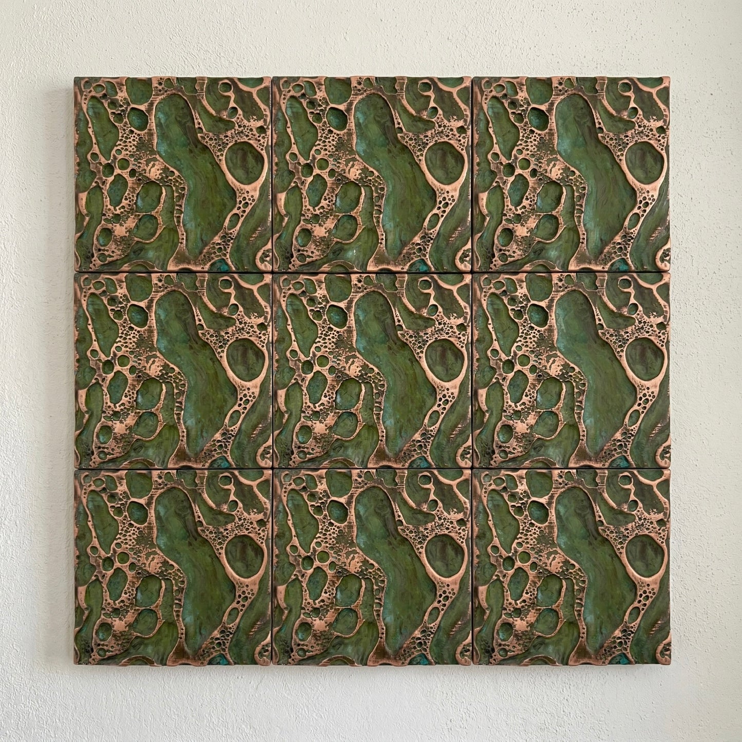 Cosmic Craters Metal Wall Tile Set | Handcrafted 3D Decorative Wall Panels