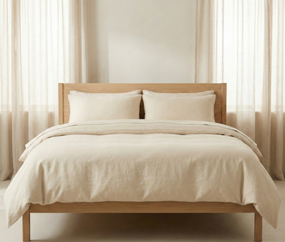 Linen Cotton Mix Duvet Set | 3 Piece Duvet Cover Set | Pre-washed