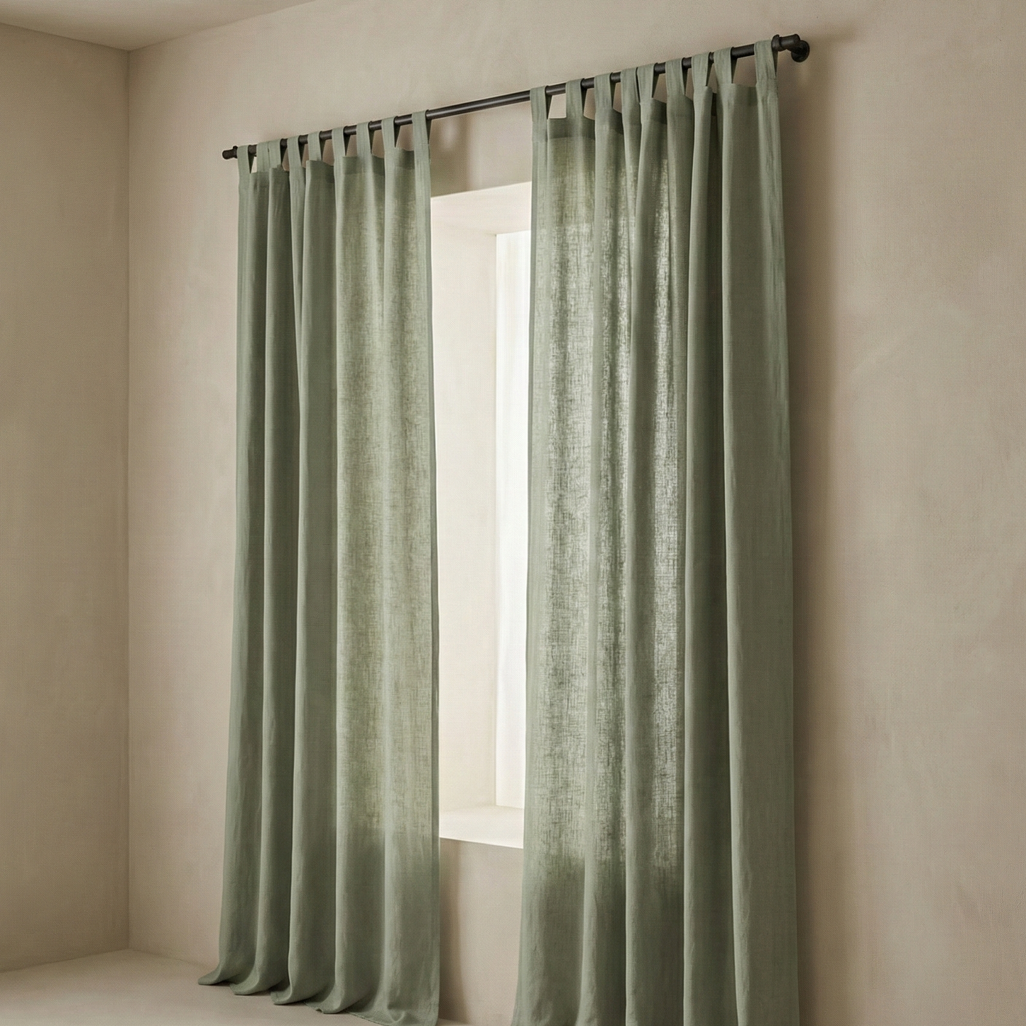 Viscose Linen Tab Top Curtain Panel – Light Filtering Semi Sheer Soft Viscose Linen Curtains (Single Panel)
